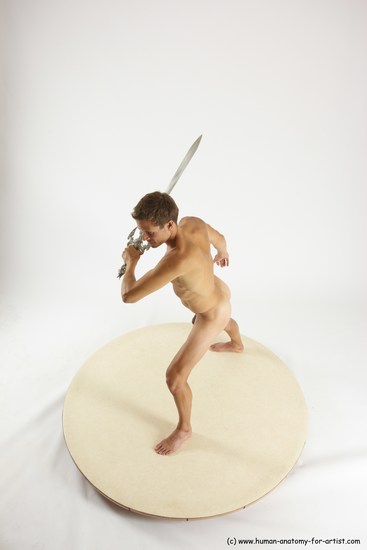 Nude Fighting with sword Man White Standing poses - ALL Athletic Short Brown Standing poses - simple Multi angles poses Realistic