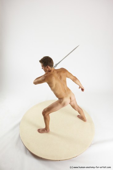 Nude Fighting with sword Man White Standing poses - ALL Athletic Short Brown Standing poses - simple Multi angles poses Realistic