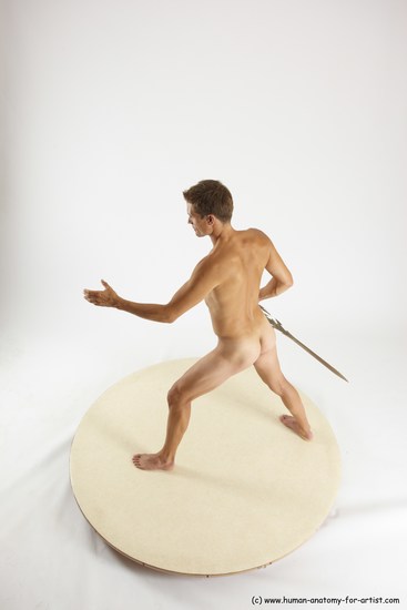 Nude Fighting with sword Man White Standing poses - ALL Athletic Short Brown Standing poses - simple Multi angles poses Realistic