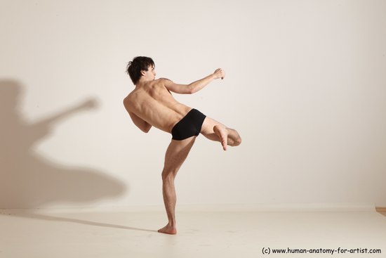 Underwear Martial art Man White Standing poses - ALL Slim Short Brown Standing poses - simple Dynamic poses Academic