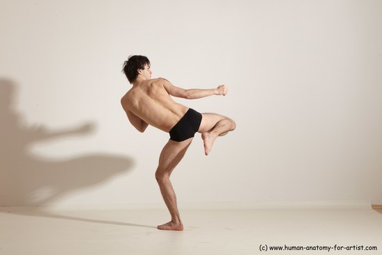 Underwear Martial art Man White Standing poses - ALL Slim Short Brown Standing poses - simple Dynamic poses Academic