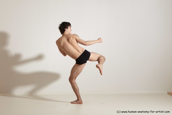 Underwear Martial art Man White Standing poses - ALL Slim Short Brown Standing poses - simple Dynamic poses Academic