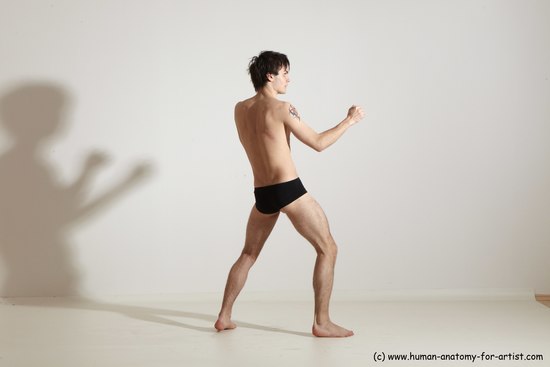 Underwear Martial art Man White Standing poses - ALL Slim Short Brown Standing poses - simple Dynamic poses Academic