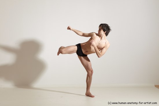 Underwear Martial art Man White Standing poses - ALL Slim Short Brown Standing poses - simple Dynamic poses Academic