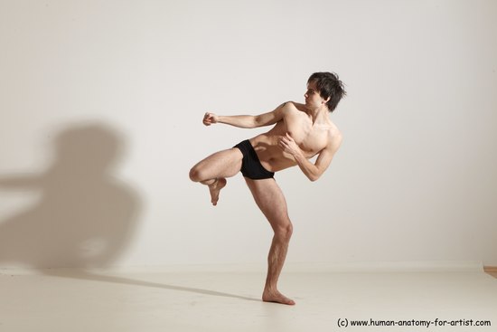 Underwear Martial art Man White Standing poses - ALL Slim Short Brown Standing poses - simple Dynamic poses Academic