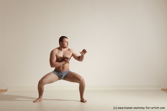 Underwear Martial art Man White Standing poses - ALL Athletic Short Brown Standing poses - simple Dynamic poses Academic