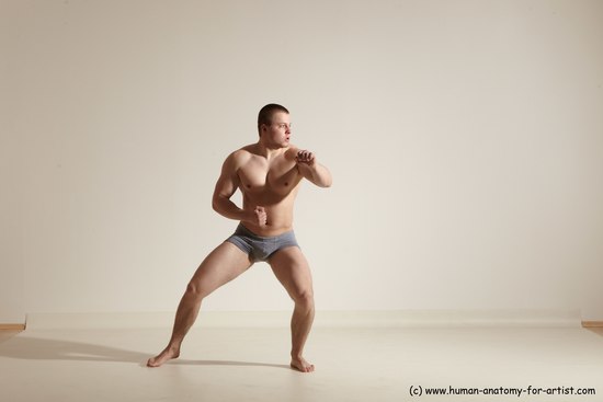 Underwear Martial art Man White Standing poses - ALL Athletic Short Brown Standing poses - simple Dynamic poses Academic