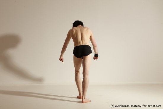 Underwear Gymnastic poses Man White Athletic Short Black Dancing Dynamic poses Academic