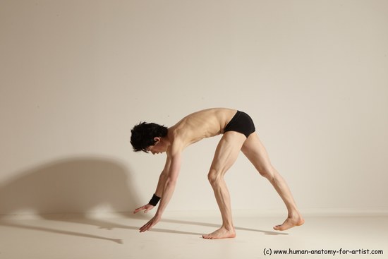 Underwear Gymnastic poses Man White Athletic Short Black Dancing Dynamic poses Academic