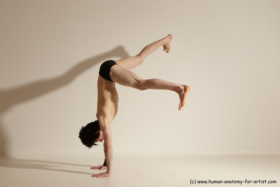 Underwear Gymnastic poses Man White Athletic Short Black Dancing Dynamic poses Academic