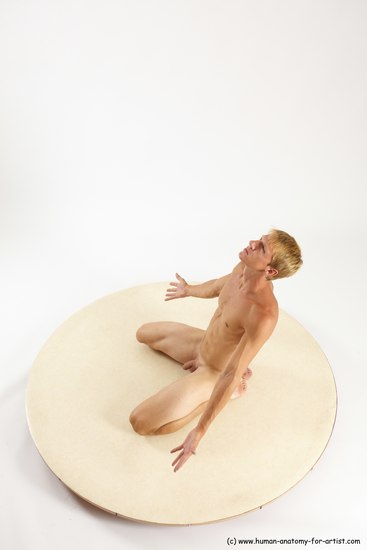 Nude Man White Athletic Short Brown Sitting poses - ALL Sitting poses - on knees Multi angles poses Realistic