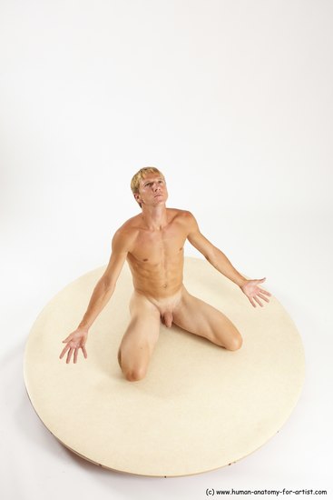 Nude Man White Athletic Short Brown Sitting poses - ALL Sitting poses - on knees Multi angles poses Realistic