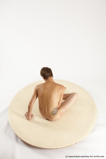 Nude Man White Sitting poses - simple Slim Short Brown Sitting poses - ALL Multi angles poses Realistic