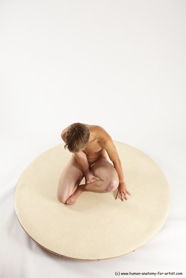 Nude Man White Sitting poses - simple Slim Short Brown Sitting poses - ALL Multi angles poses Realistic