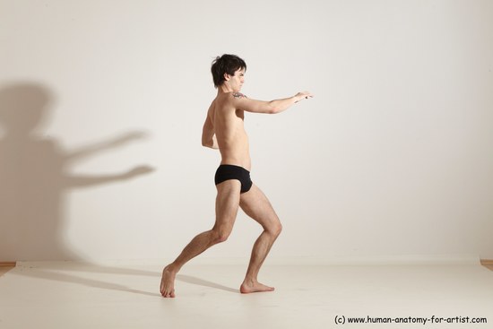 Underwear Martial art Man White Standing poses - ALL Slim Short Brown Standing poses - simple Dynamic poses Academic