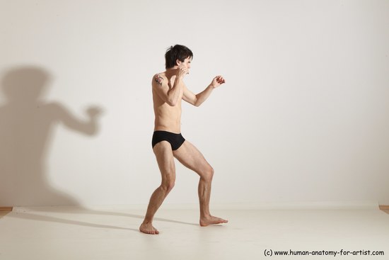 Underwear Martial art Man White Standing poses - ALL Slim Short Brown Standing poses - simple Dynamic poses Academic