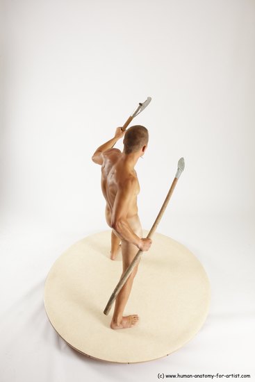 Nude Fighting with axe Man White Standing poses - ALL Slim Short Brown Standing poses - simple Multi angles poses Realistic