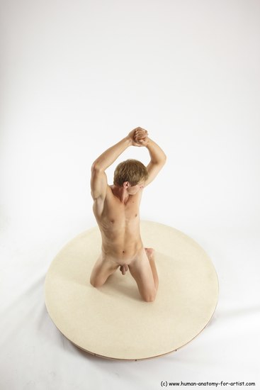 Nude Man White Kneeling poses - ALL Athletic Short Brown Kneeling poses - on both knees Multi angles poses Realistic