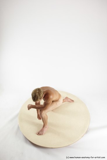 Nude Man White Kneeling poses - ALL Athletic Short Brown Kneeling poses - on both knees Multi angles poses Realistic