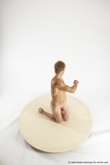 Nude Man White Kneeling poses - ALL Athletic Short Brown Kneeling poses - on both knees Multi angles poses Realistic