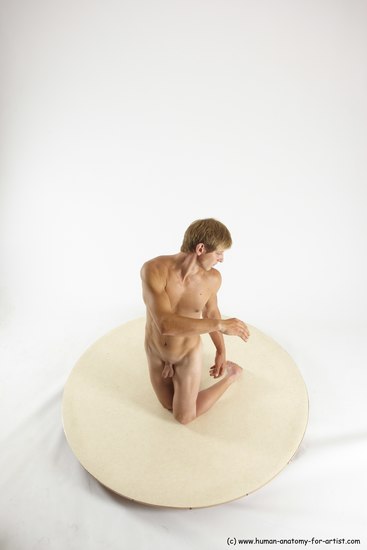 Nude Man White Kneeling poses - ALL Athletic Short Brown Kneeling poses - on both knees Multi angles poses Realistic