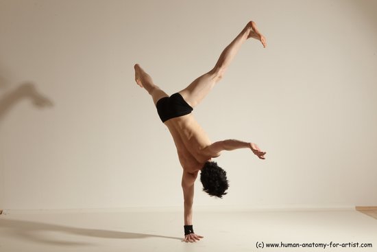 Underwear Gymnastic poses Man White Athletic Short Black Dancing Dynamic poses Academic