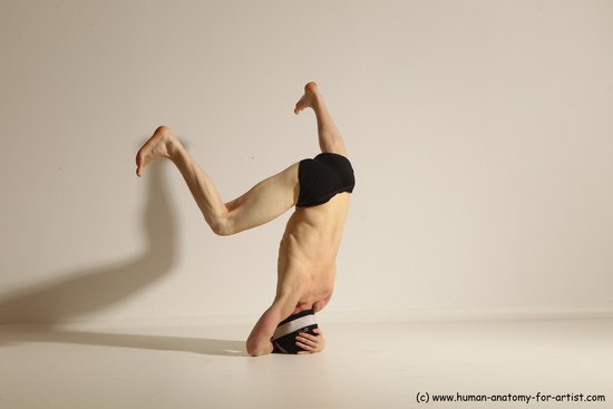 Underwear Gymnastic poses Man White Athletic Short Black Dancing Dynamic poses Academic