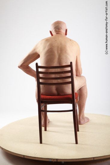 and more Nude Man White Sitting poses - simple Slim Bald Grey Sitting poses - ALL Realistic