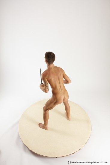 Nude Fighting with knife Man White Standing poses - ALL Athletic Short Brown Standing poses - simple Multi angles poses Realistic