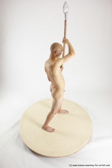 Nude Fighting with sword Man White Standing poses - ALL Slim Bald Standing poses - simple Multi angles poses Realistic