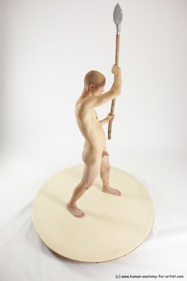 Nude Fighting with sword Man White Standing poses - ALL Slim Bald Standing poses - simple Multi angles poses Realistic