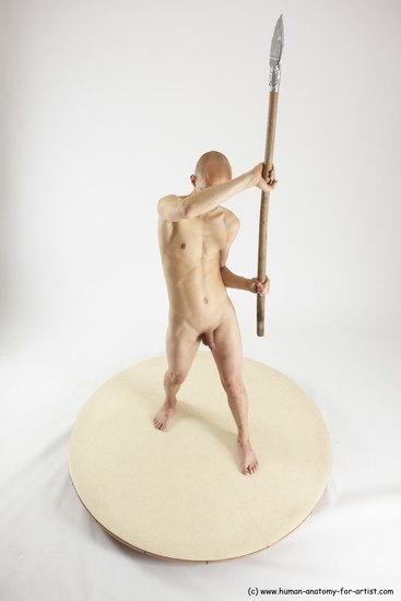 Nude Fighting with sword Man White Standing poses - ALL Slim Bald Standing poses - simple Multi angles poses Realistic