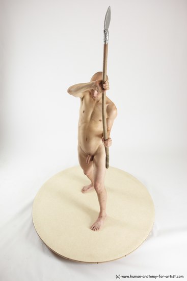 Nude Fighting with sword Man White Standing poses - ALL Slim Bald Standing poses - simple Multi angles poses Realistic