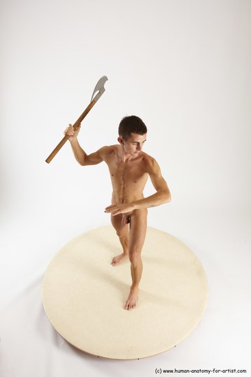 Nude Fighting with sword Man White Standing poses - ALL Athletic Short Brown Standing poses - simple Multi angles poses Realistic