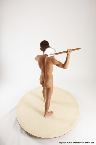 Nude Fighting with sword Man White Standing poses - ALL Athletic Short Brown Standing poses - simple Multi angles poses Realistic