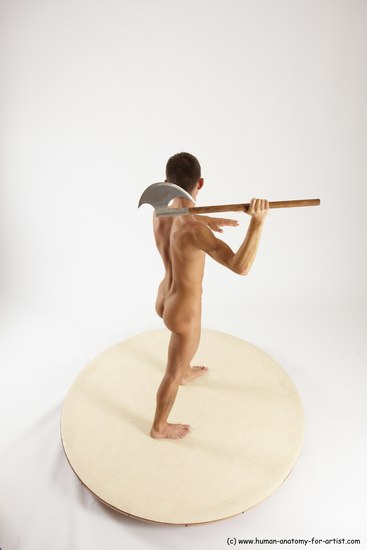 Nude Fighting with sword Man White Standing poses - ALL Athletic Short Brown Standing poses - simple Multi angles poses Realistic