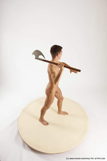 Nude Fighting with sword Man White Standing poses - ALL Athletic Short Brown Standing poses - simple Multi angles poses Realistic