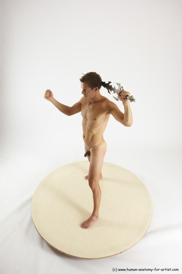 Nude Fighting with sword Man White Standing poses - ALL Athletic Short Brown Standing poses - simple Multi angles poses Realistic