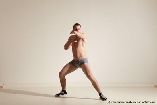 Underwear Martial art Man White Standing poses - ALL Slim Short Brown Standing poses - simple Dynamic poses Academic