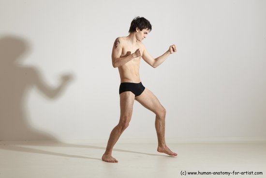 Underwear Martial art Man White Standing poses - ALL Slim Short Brown Standing poses - simple Dynamic poses Academic