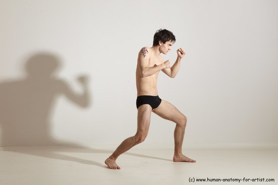 Underwear Martial art Man White Standing poses - ALL Slim Short Brown Standing poses - simple Dynamic poses Academic