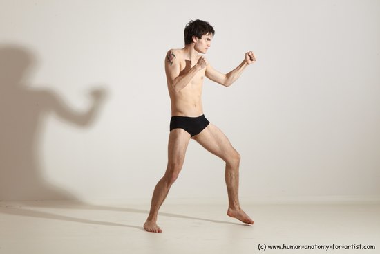 Underwear Martial art Man White Standing poses - ALL Slim Short Brown Standing poses - simple Dynamic poses Academic