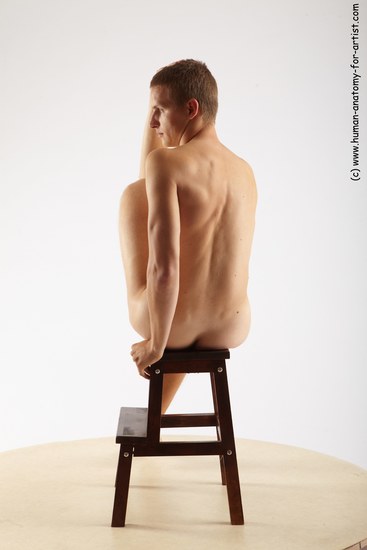 Nude Man White Sitting poses - simple Slim Short Brown Sitting poses - ALL Realistic