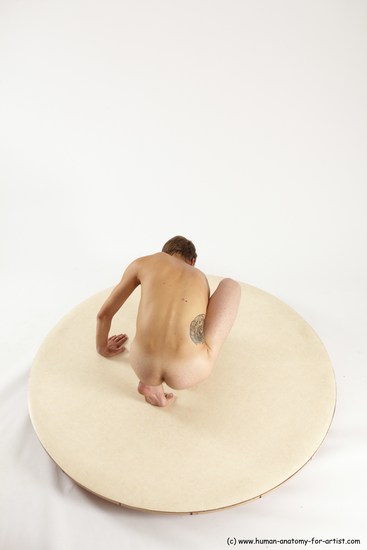 Nude Man White Kneeling poses - ALL Slim Short Brown Kneeling poses - on one knee Multi angles poses Realistic