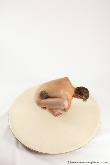 Nude Man White Kneeling poses - ALL Slim Short Brown Kneeling poses - on one knee Multi angles poses Realistic