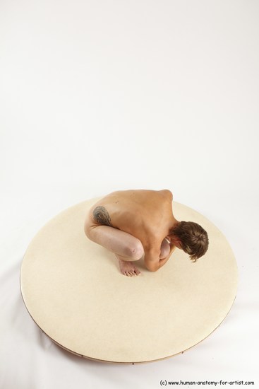 Nude Man White Kneeling poses - ALL Slim Short Brown Kneeling poses - on one knee Multi angles poses Realistic