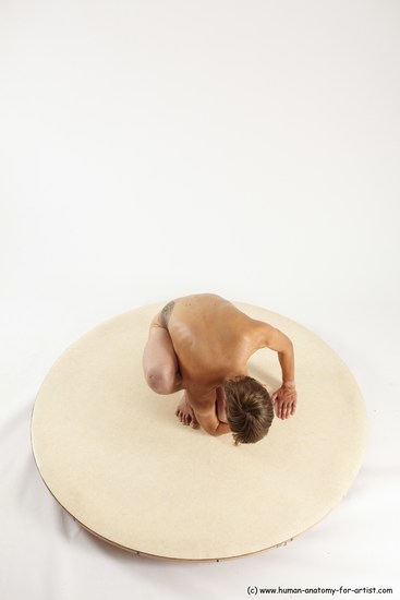 Nude Man White Kneeling poses - ALL Slim Short Brown Kneeling poses - on one knee Multi angles poses Realistic