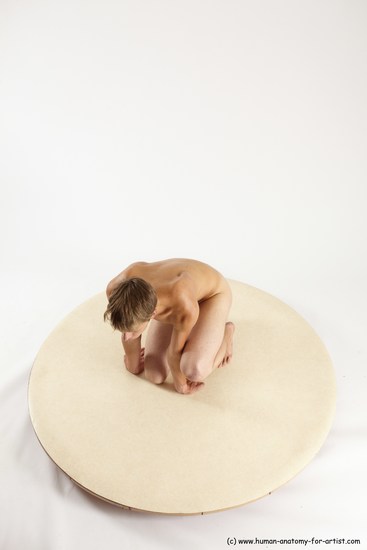 Nude Man White Kneeling poses - ALL Slim Short Brown Kneeling poses - on one knee Multi angles poses Realistic