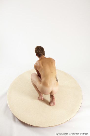 Nude Man White Kneeling poses - ALL Slim Short Brown Kneeling poses - on one knee Multi angles poses Realistic