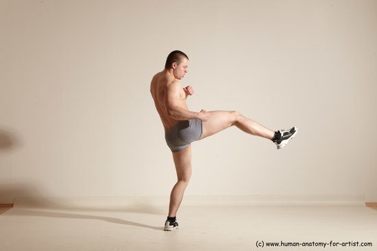 Underwear Martial art Man White Standing poses - ALL Slim Short Brown Standing poses - simple Dynamic poses Academic